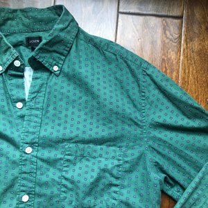 J. Crew Green Floral Button Down Long Sleeve Shirt
